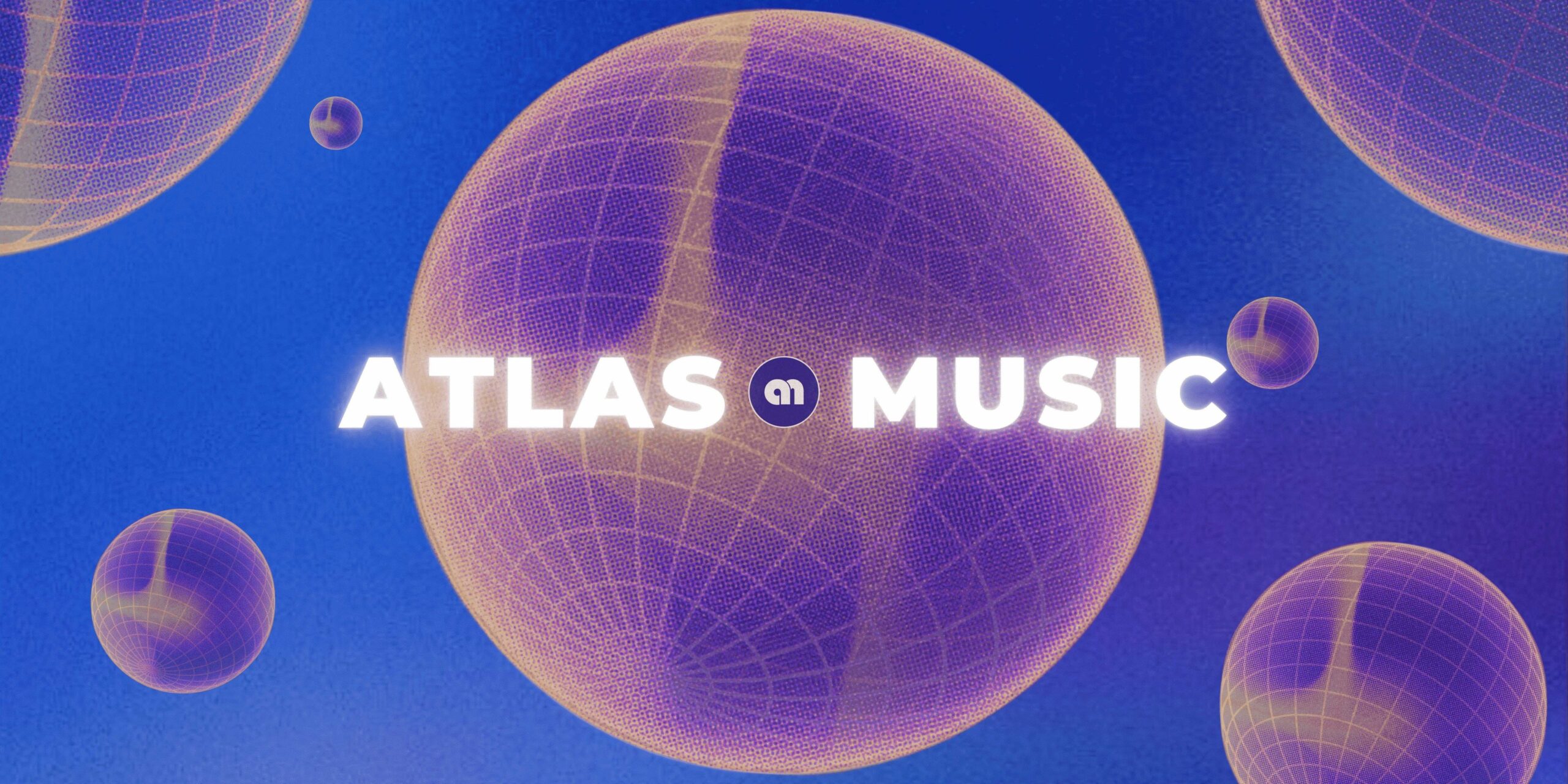 a large ball of music with a blue sky in the background